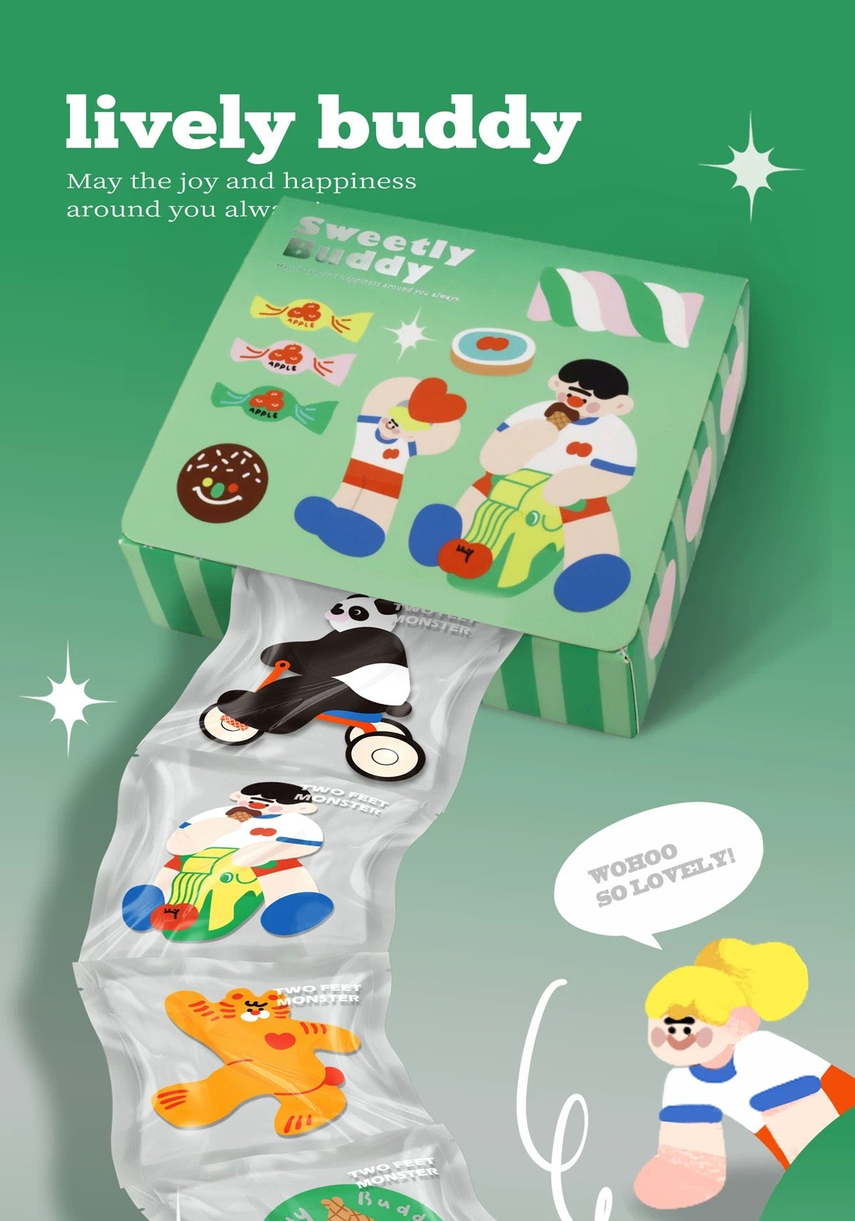 Two Feet Monster® SWEETLY BUDDY STICKERS